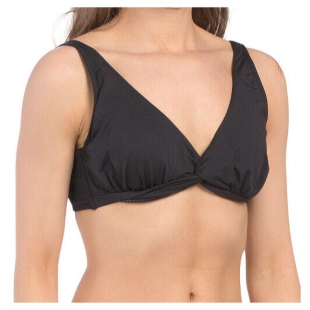 Tommy Bahama 19631 Womens Black Pearl Underwire Twist-Front Bikini Top